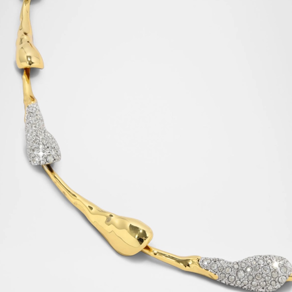 ALEXIS BITTAR Crystal Teardrop Riviera Necklace Two Tone F18 - Picture 3 of 4